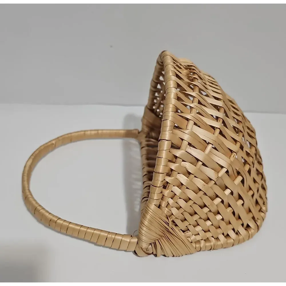 Vintage Woven Hanging Wall Basket Plant Pocket Cottagecore Country Farmhouse